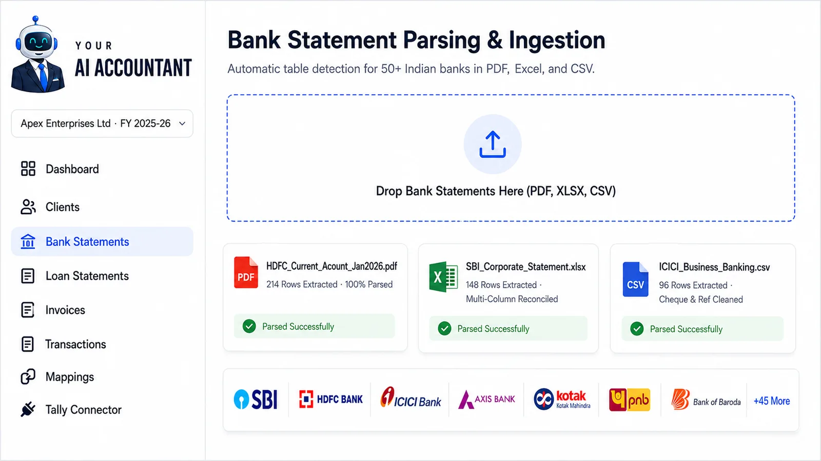 Bank Statement Parsing & Ingestion for Indian Banks