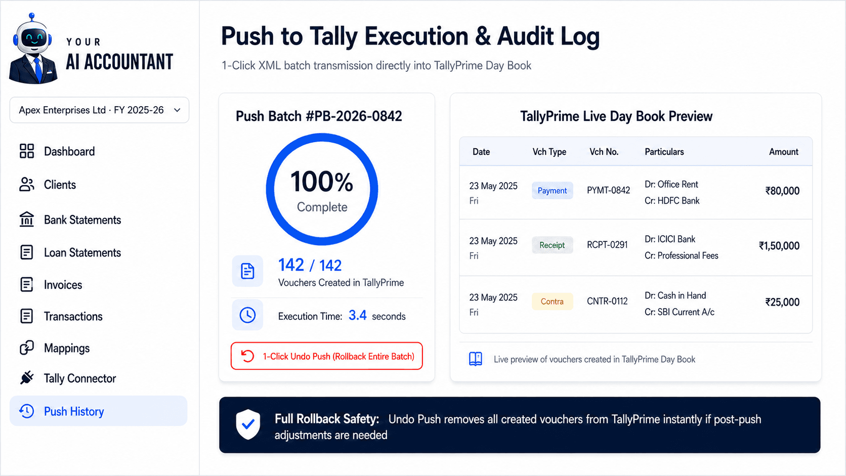 One-Click Tally Push with Full Push History
