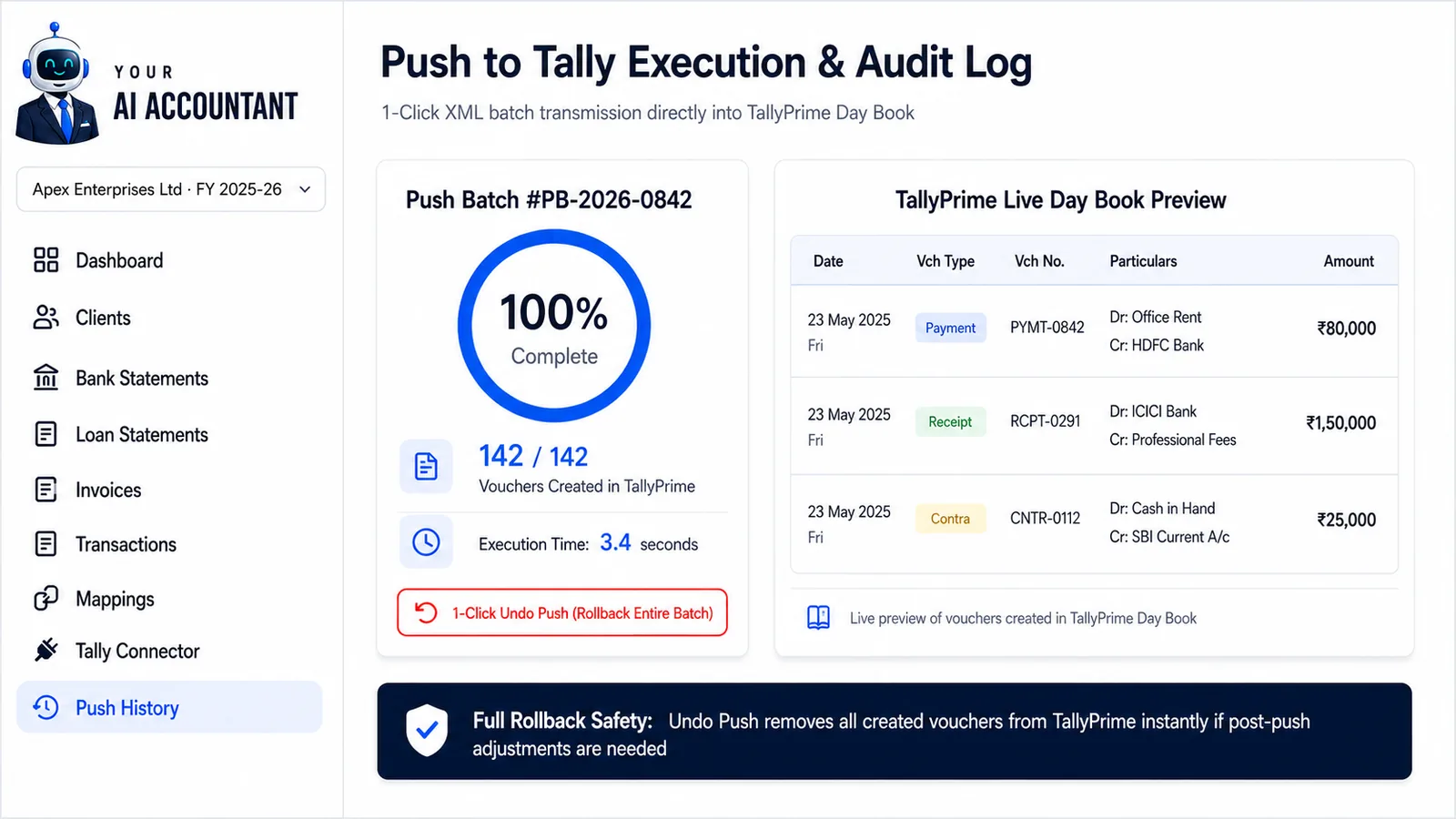 One-Click Tally Push with Full Push History